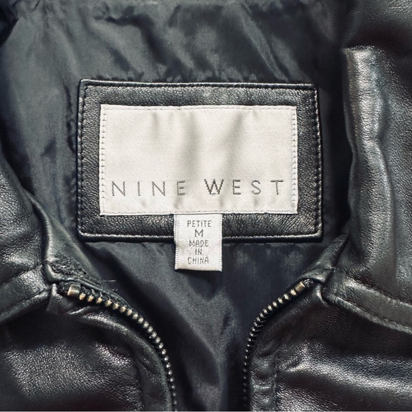 Vintage 90’s Nine West 100% leather black jacket, size Medium Petite - Picture 5 of 7